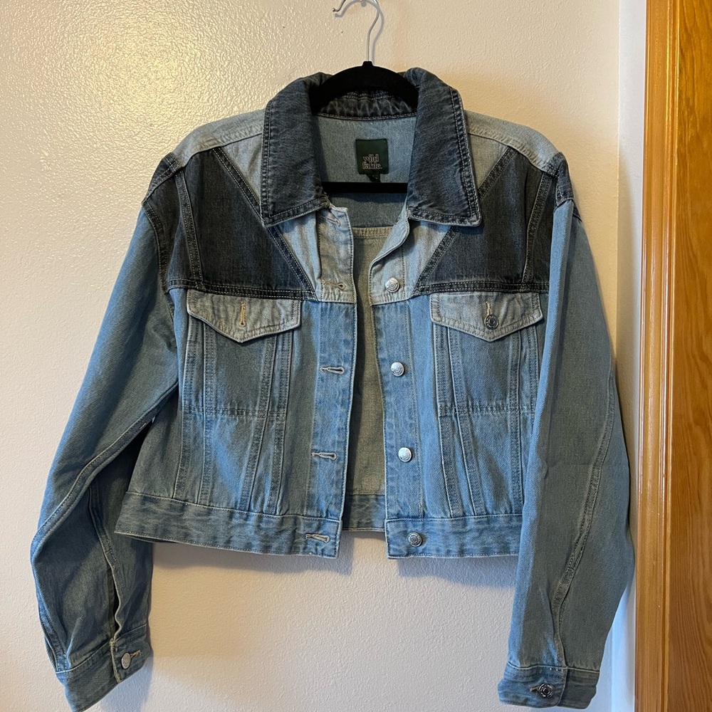 Wild Fable Blue Jean Jacket Cropped Design